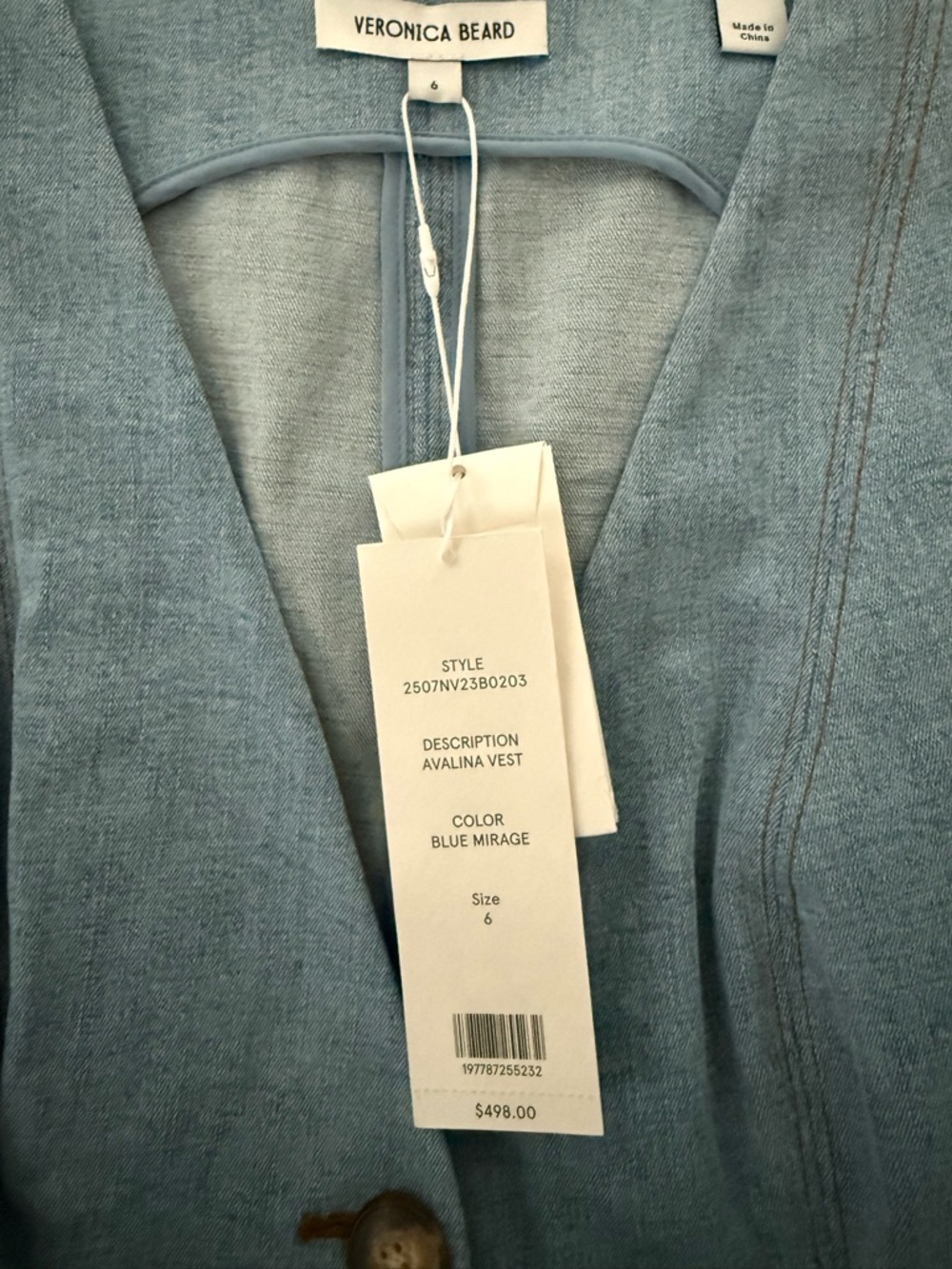 Veronica Beard Alvina Denim Vest NWT Size 6 in Blue Mirage - Picture 11 of 13